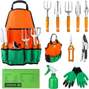 UKOKE 12-Piece Garden Tool Set with Aluminum Hand Tools, Heavy-Duty Canvas Apron, Ergonomic Handles – Gardening Kit for Women & Men - 1 of 1
