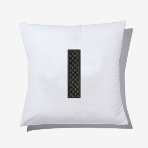 Personalization Mall Black Quilted Velour Initial Embroidered Applique Throw Pillow - 1 of 1
