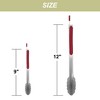 Unique Bargains Silicone Handle Stainless Steel BBQ Non-stick Locking Tongs Burgundy 9"&12" 2 Pcs - 3 of 4