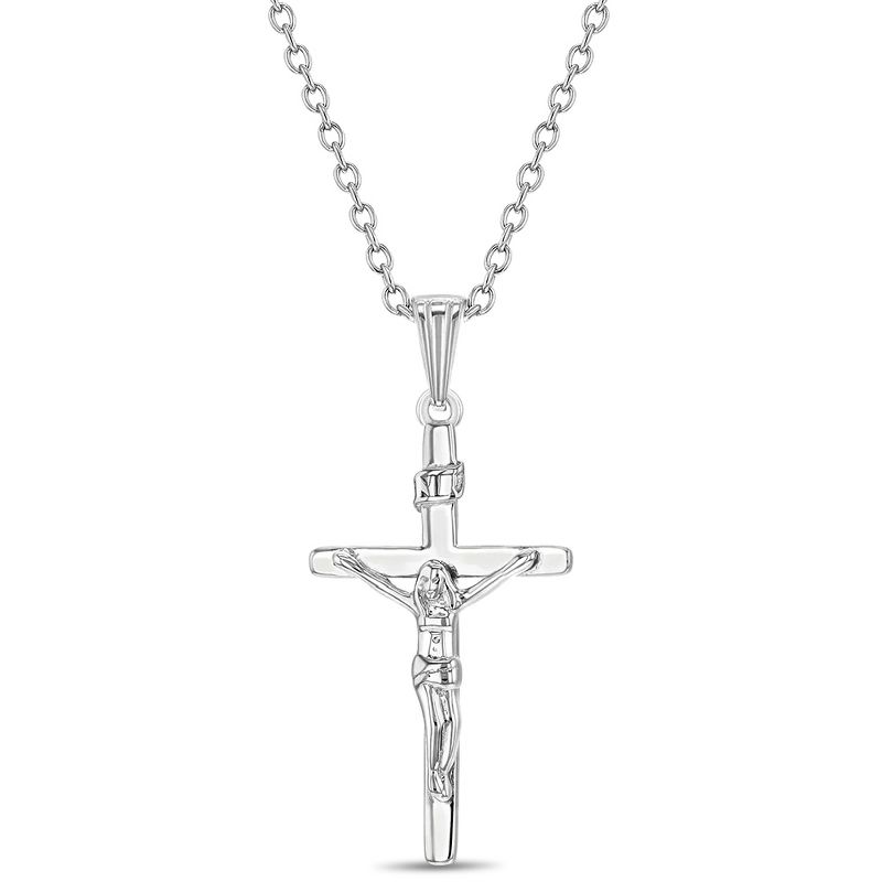 Girls' Traditional Crucifix Cross Sterling Silver Necklace - In Season Jewelry, 1 of 5