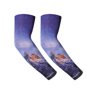Unique Bargains Sun Protection Arm Sleeves Blue 1 Pair - 1 of 4