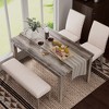 4-Pieces Rustic Rectangular Wood Grain Top Dining Table with Chair and Bench Set for Farmhouse Kitchen 4 Seats - 3 of 4