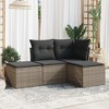 vidaXL 4 Piece Patio Sofa Set with Cushions Gray Poly Rattan - Without Table - 2 of 4