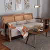 Baxton Studio Sage Fabric and Wood Sofa with Woven Rattan Light Gray/Walnut Brown/Natural Brown - 3 of 4