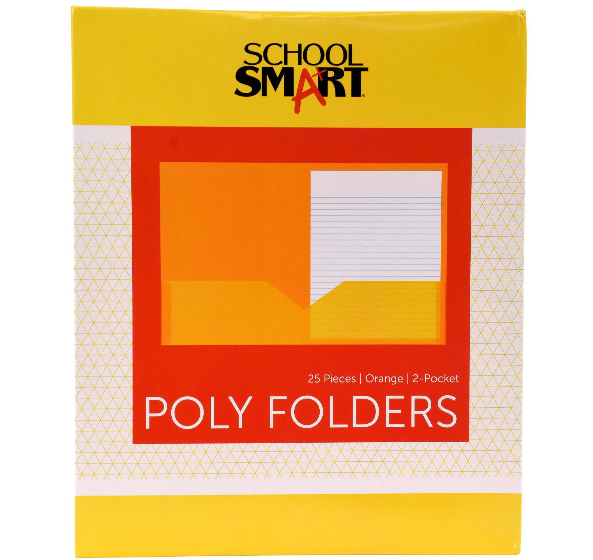 School Smart 2-Pocket Poly Folders, Orange, Pack of 25