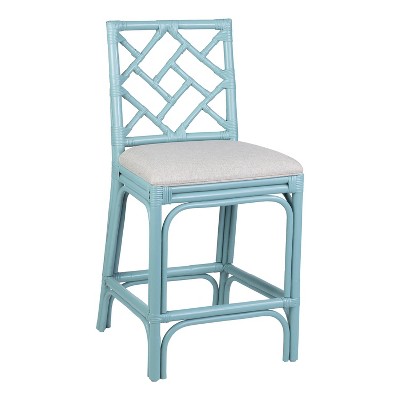 Blue and white discount wicker bar stools