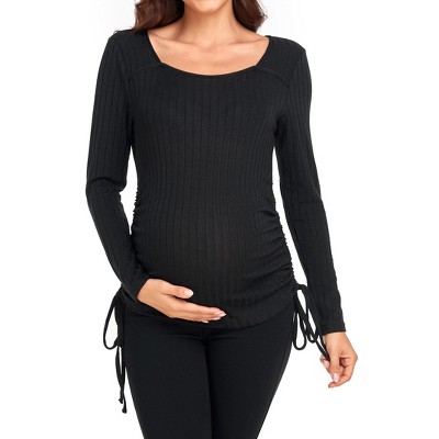 Women's Maternity Shirt Long Sleeve Crew Neck Top for Pregnancy