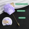 Unique Bargains Wedding Groom Suit Ribbon Rose Flower Lapel Pin with Gold Leaf 1 Pc - 2 of 4