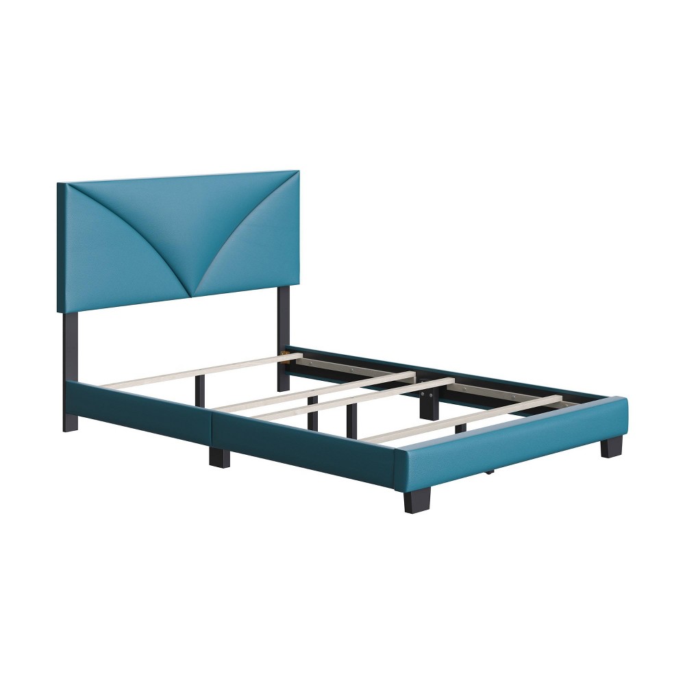 Photos - Bed Boyd Sleep Eco Dream Full Cornerstone Faux Leather Upholstered  Frame Teal: MDF Support, Adjustable Height