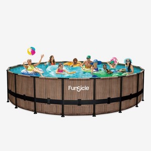 Funsicle 18 ft Oasis Designer Pool - Natural Teak - 1 of 4
