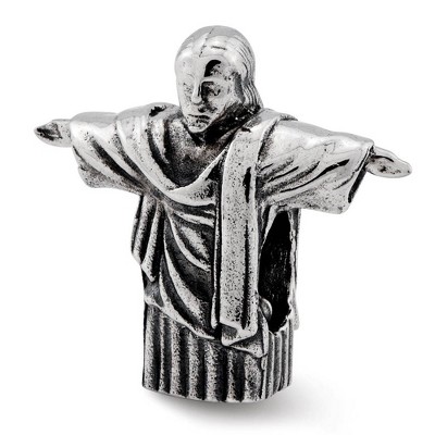 Black Bow Jewelry 3D Christ the Redeemer Bead Charm in Antiqued Sterling Silver