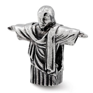 Black Bow Jewelry 3D Christ the Redeemer Bead Charm in Antiqued Sterling Silver - 1 of 4