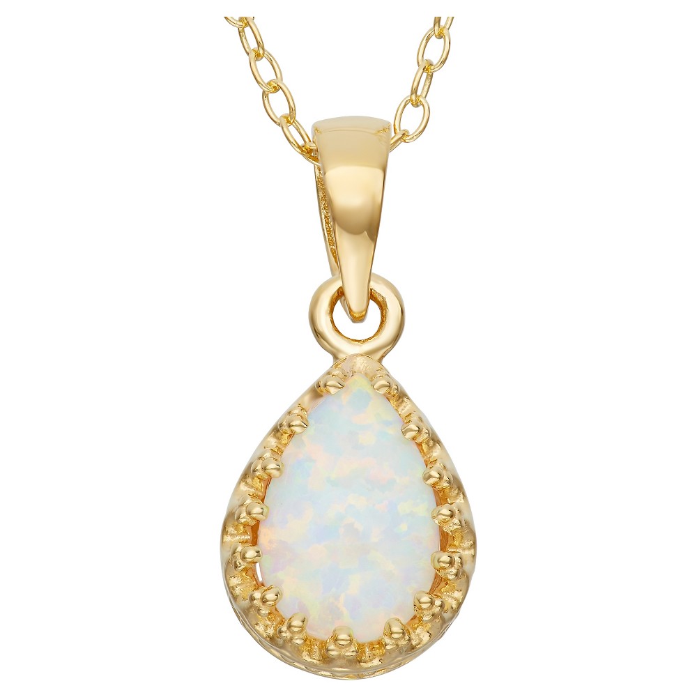 Photos - Pendant / Choker Necklace Pear-Cut Opal Crown Pendant in Gold Over Silver