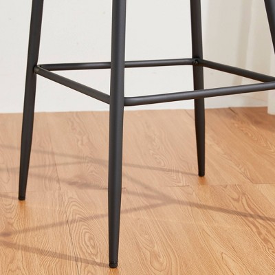 Set of 2 Cream Quilted Leatherette Bar Stools with Metal Legs