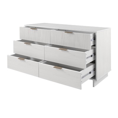 Granville White Double Wide Dresser with Soft Close Drawers