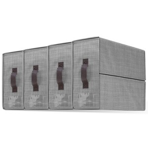 NewHome"4Pcs Foldable Bed Sheet Organizers for Bedding, Duvet, Pillowcases, King/Queen with Labels" Black&Grey - 1 of 4