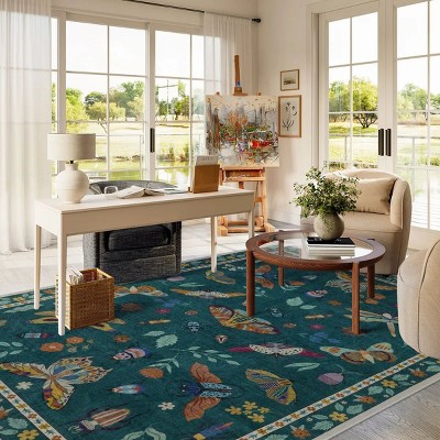 Lahome Machine Washable Back to College Series Animal Life Insects Area Rug - Nature-Inspired Carpet for Living Room, School, Bedroom, or Entryway