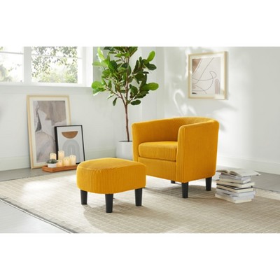Kumasinova Modern Accent Chair with Ottoman,Corduroy Sofa Chair with Armrests,Comfy Reading Chair for Living Room,Bedroom&Office