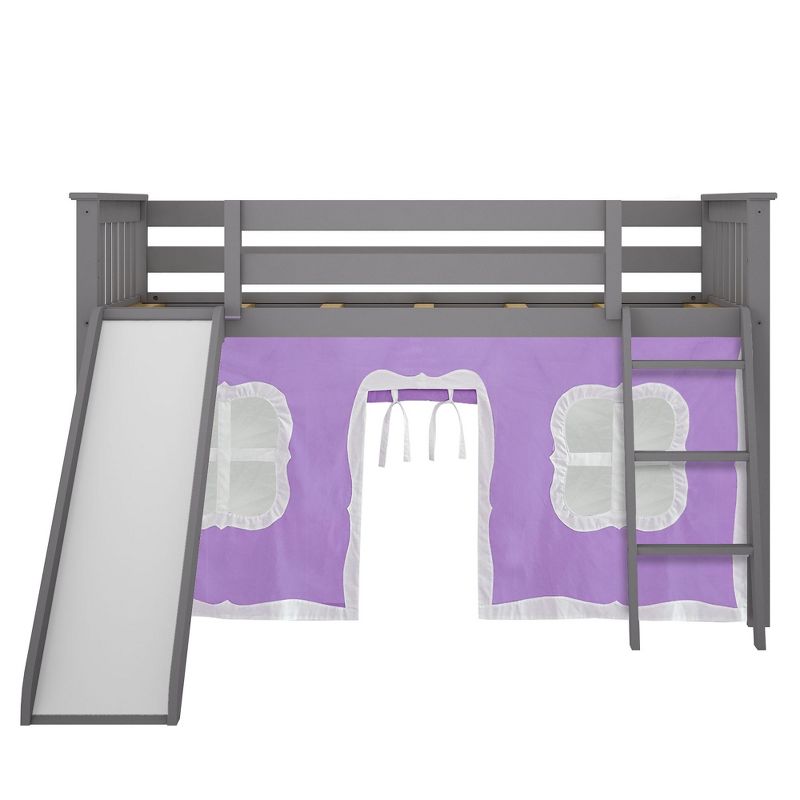 Max & Lily Twin Low Loft with Slide and Curtains, 4 of 8