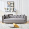 Chesterfield Velvet Sofa, 3+3 Seater Deep Seat with Button Nailhead and Square Arms for Living Room, Bedroom, Office - 3 of 4