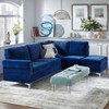 Orinda Sofa Chaise Blue - Buylateral: Velvet Upholstery, Chrome Legs, Nailhead Trim - 2 of 4