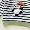 MyKids-USA  Casual and Versatile Two-Piece Set: Round Neck Striped Top and Green Pants for Baby and Toddlers - 2 of 4
