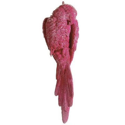 Allstate Floral 15" Pink Glittered Cockatoo Bird with Closed Feathers Christmas Ornament