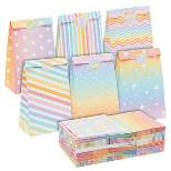 Sparkle and Bash 36 Pack Goodie Gifts Bags, Party Favors Paper Treat Bags with Stickers for Kids Birthday Party Supplies, Rainbow 5.5x9x3.15 In