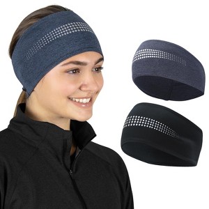 TrailHeads Womens Ponytail Headband - Reflective, Moisture Wicking Earband for Running, Winter  - 2 Pack - 1 of 4