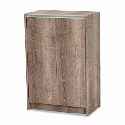 Langston Weathered Wood 2 Door Shoe Cabinet Oak - Baxton Studio