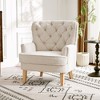 Handmade Vintage Club Chair with Ottoman, Button-Tufted Plush Fabric, Ergonomic Back, Rubber Wood Legs for Living Room - 2 of 4