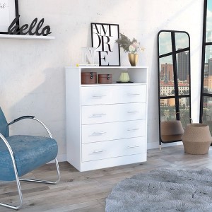 CAVINAS Dresser for Bedroom with 1 Open shelf,Modern Chest of Drawers with White Metal Handle,Freestanding Dresser for Bedroom - 1 of 4