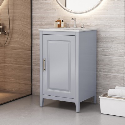 20"Bathroom Vanity With Sink, Bathroom Vintage Vanity, Bathroom Cabinets Modern With Functional Drawer, Door Shelf, Soft-Closing Door-Cuddlewood