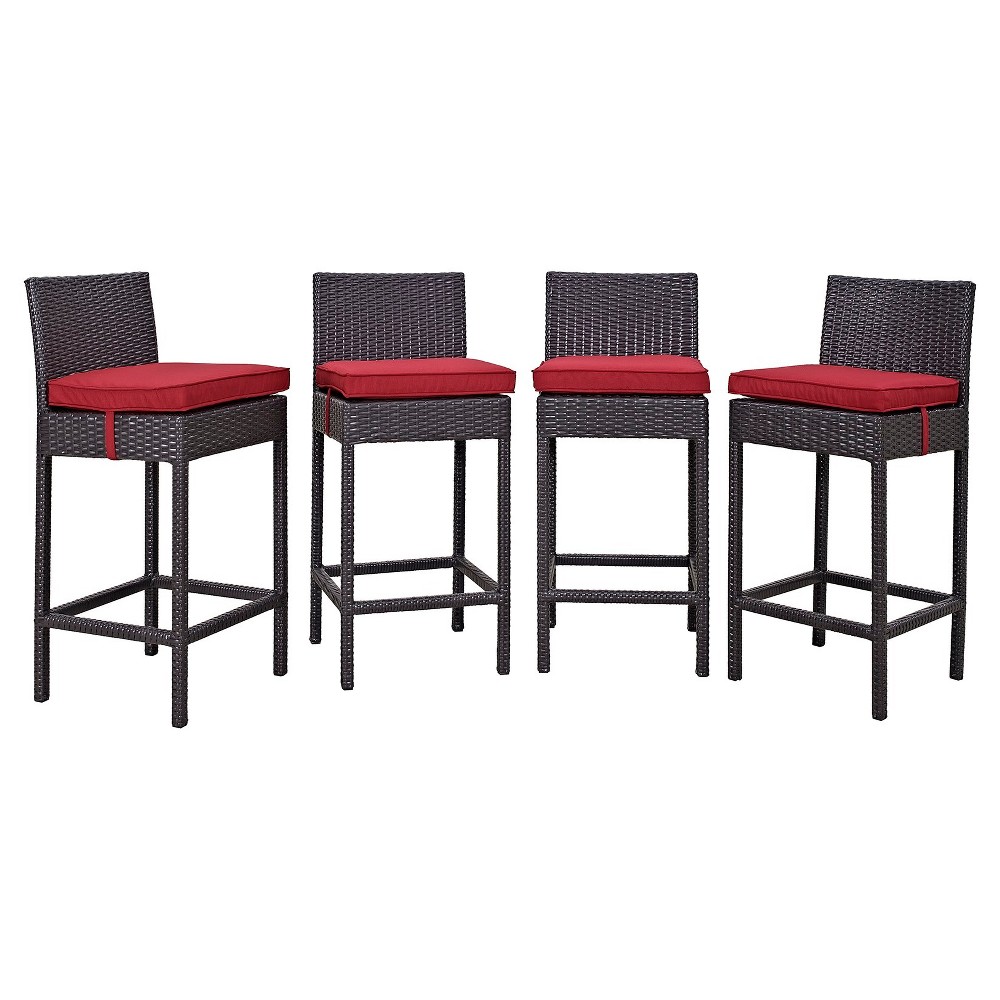 Convene 4pc All Weather Wicker Patio Dining Chairs Espressored Modway