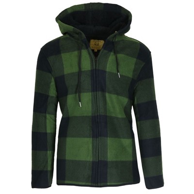 Galaxy J. Come Men's Modern Fit  Heavyweight Polar Fleece Plaid Hoodie With Faux Shearling Lining