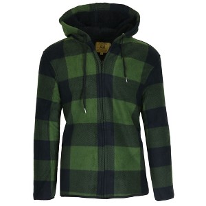 Galaxy J. Come Men's Modern Fit  Heavyweight Polar Fleece Plaid Hoodie With Faux Shearling Lining - 1 of 2