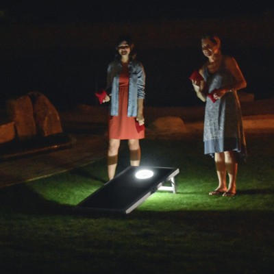 Black Aluminum LED Cornhole Set with Bean Bags