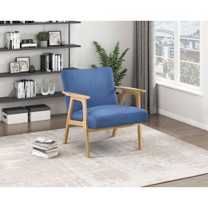 NicBex 1pc Accent Chair with Solid Rubberwood Frame Lounge Chair Reading Chair Comfy Chair Home Furniture for Living Room, Blue,Natural - 1 of 4