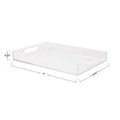 Clear Acrylic Letter Tray with Handles and Anti-Slip Feet