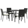 vidaXL Patio Dining Set Outdoor Rattan Wicker Table and Chair Set for Porch - Black 5 Piece with Cushions 31.5" Table - 3 of 4