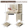 Makeup Vanity Desk with Lights,Wooden Dressing Table with 5 Drawers & Adjustable Shelves,Makeup Vanity Table Modern Glass Top with Charging Station - 3 of 4