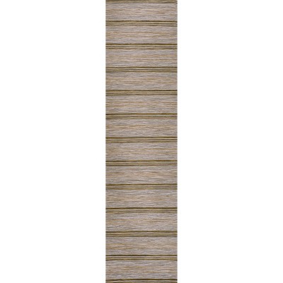 Mid-Century Stripe Synthetic Area Rug - Brown/Natural, Easy Care 2x8
