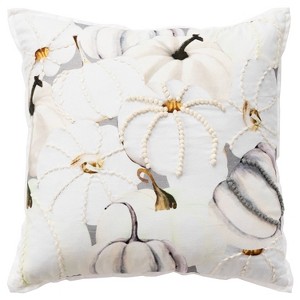 20"x20" Oversize Pumpkin Square Throw Pillow Cover Gray/Ivory - Rizzy Home - 1 of 4