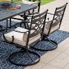 7pc Outdoor Dining Set with Swivel Chairs with Cushions & Steel Table with Umbrella Hole - Captiva Designs - 3 of 4