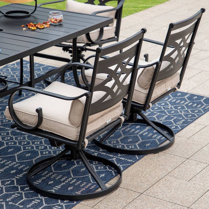 7pc Outdoor Dining Set - Swivel Chairs with Cushions, Steel Table, Umbrella Hole, Rust & Water Resistant - Captiva Designs, 4 of 15