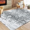 Washable Rug Large Living Room Rug Oriental Traditional Rug Vintage Rug Large Rug Blue Rug Distressed Floral Print Indoor Rug - 2 of 4