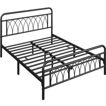 Yaheetech Metal Platform Bed Frame with Petal Accented Headboard and Footboard
