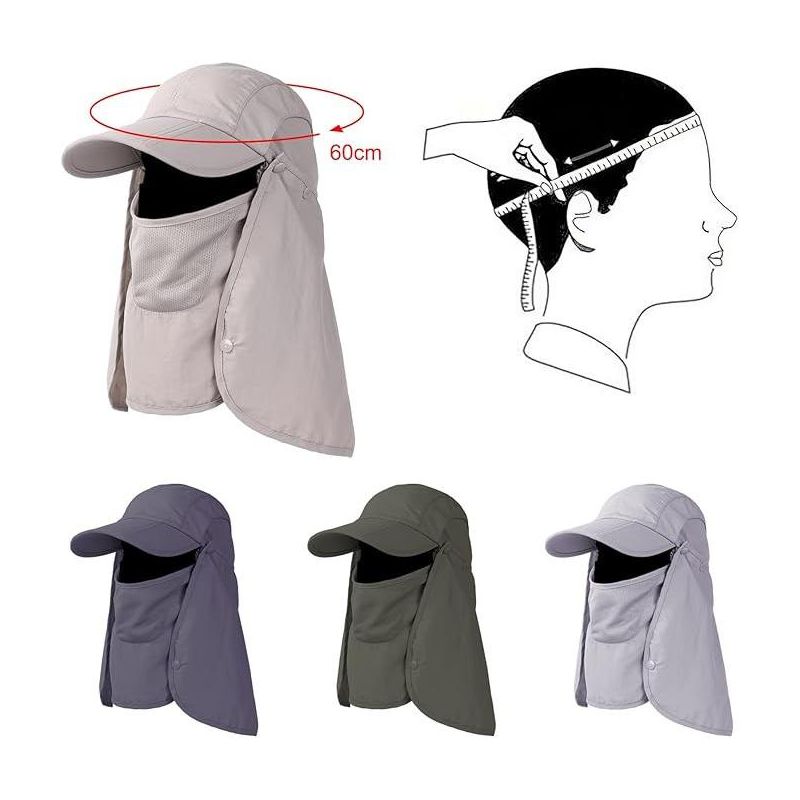 4pcs Fishing Hats UPF 50+ Outdoor Uv Sun Protection Hats Hiking Hats with Neck Flap Face Mask and 4 Pack Arm Sleeves, 2 of 7