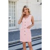 Women's Summer Sleeveless Mini Dress Casual Crewneck Button Tank Dresses Party Short T-Shirt Sundress with Pockets - 2 of 4