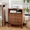 Fluted Wood Nightstand with 2 Drawers & Open Shelf, Solid Wood Feet Bedside Table, Oak Finish for Living Room, Bedroom, Office - 2 of 4